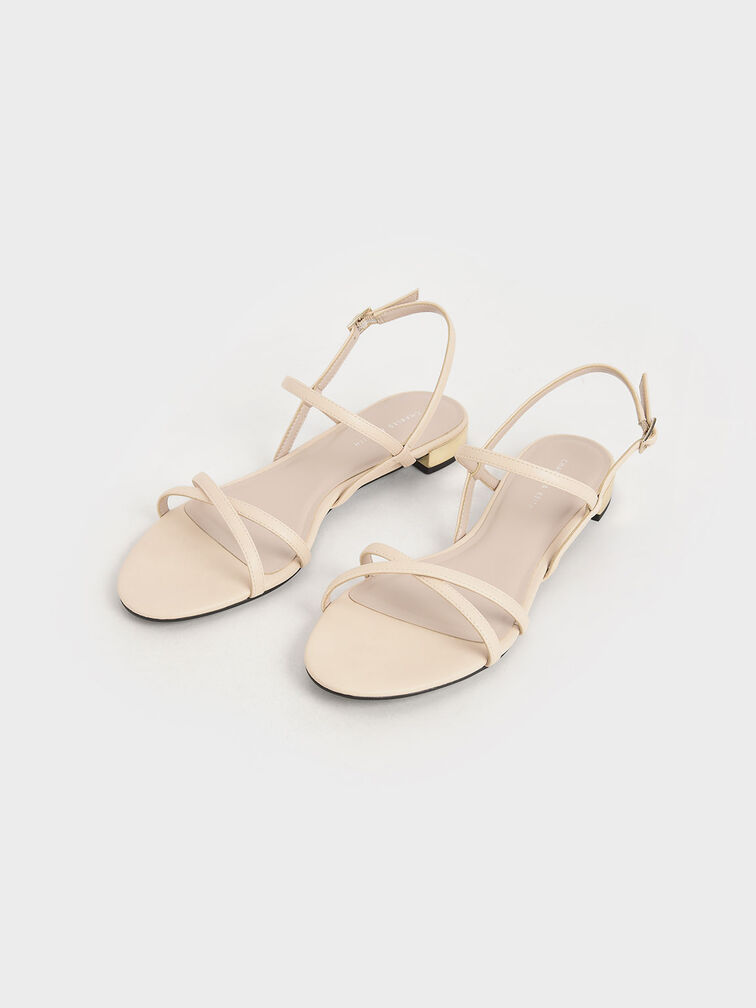 Strappy Flat Sandals, Chalk, hi-res