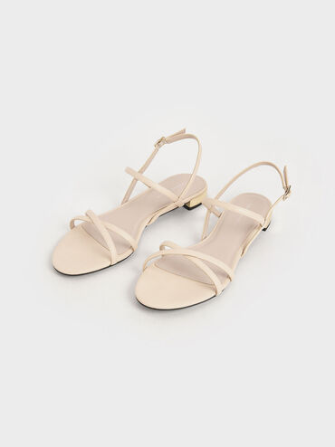 Strappy Flat Sandals, Chalk, hi-res