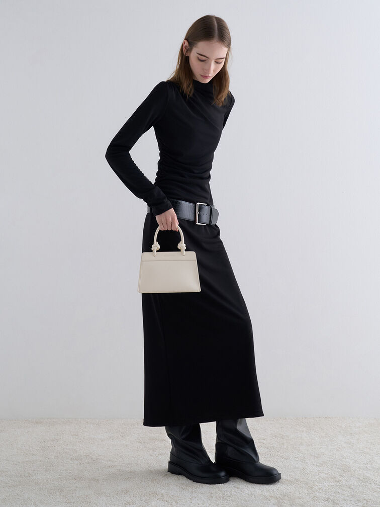 Sabine Knotted-Handle Trapeze Tote Bag, Cream, hi-res