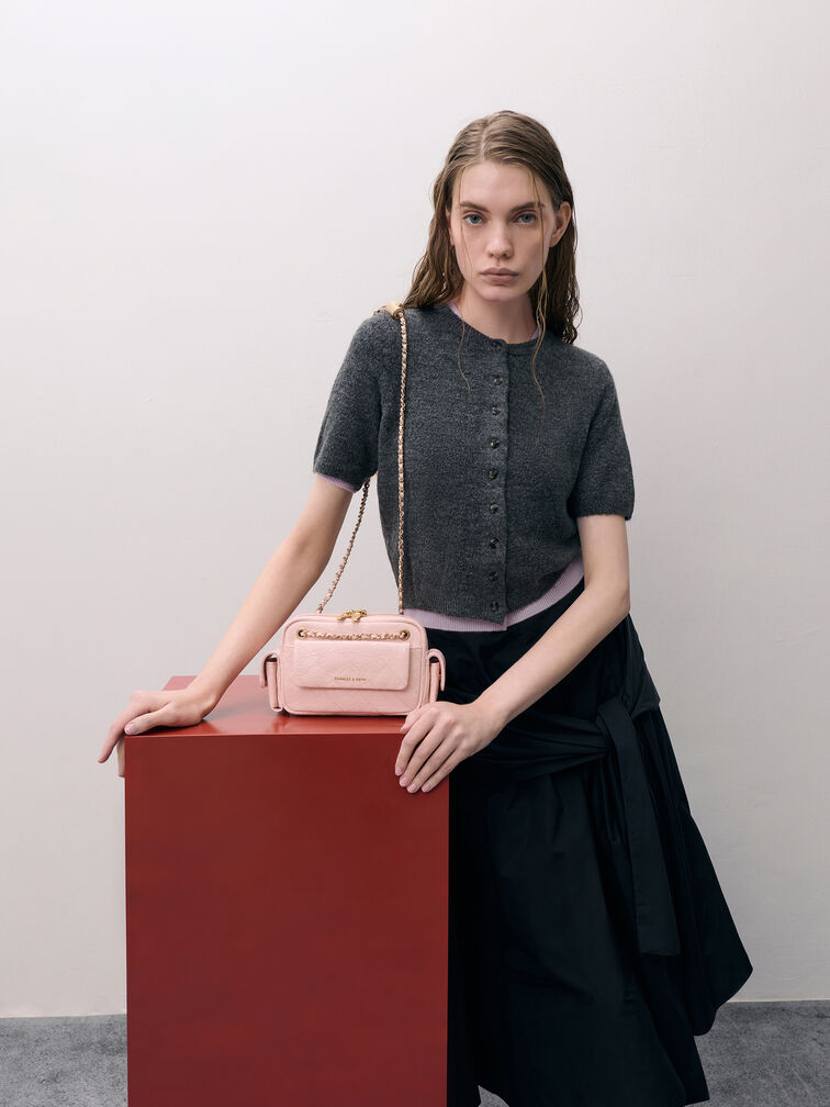 Duo Quilted Crossbody Bag, Soft Pink, hi-res