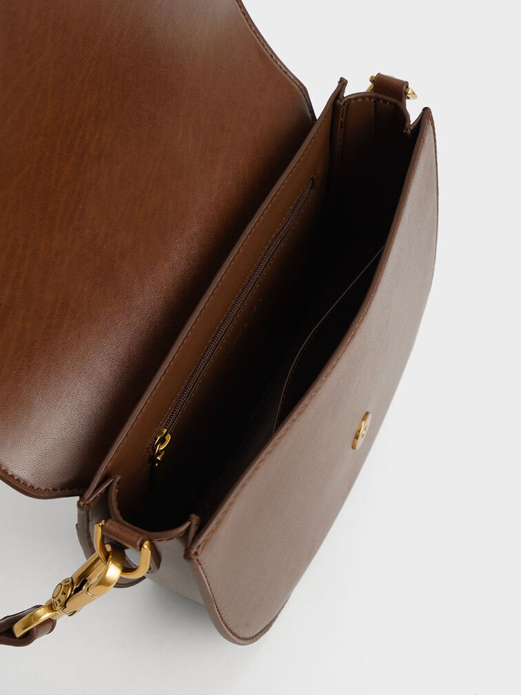 Gabine Two-Tone Saddle Bag, Chocolate, hi-res