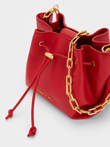 Boaz Drawstring Top Handle Bag, Red, hi-res