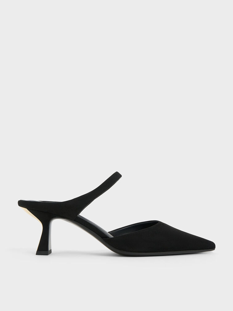Charles & Keith Slingback Black Toe Heeled Shoes in White