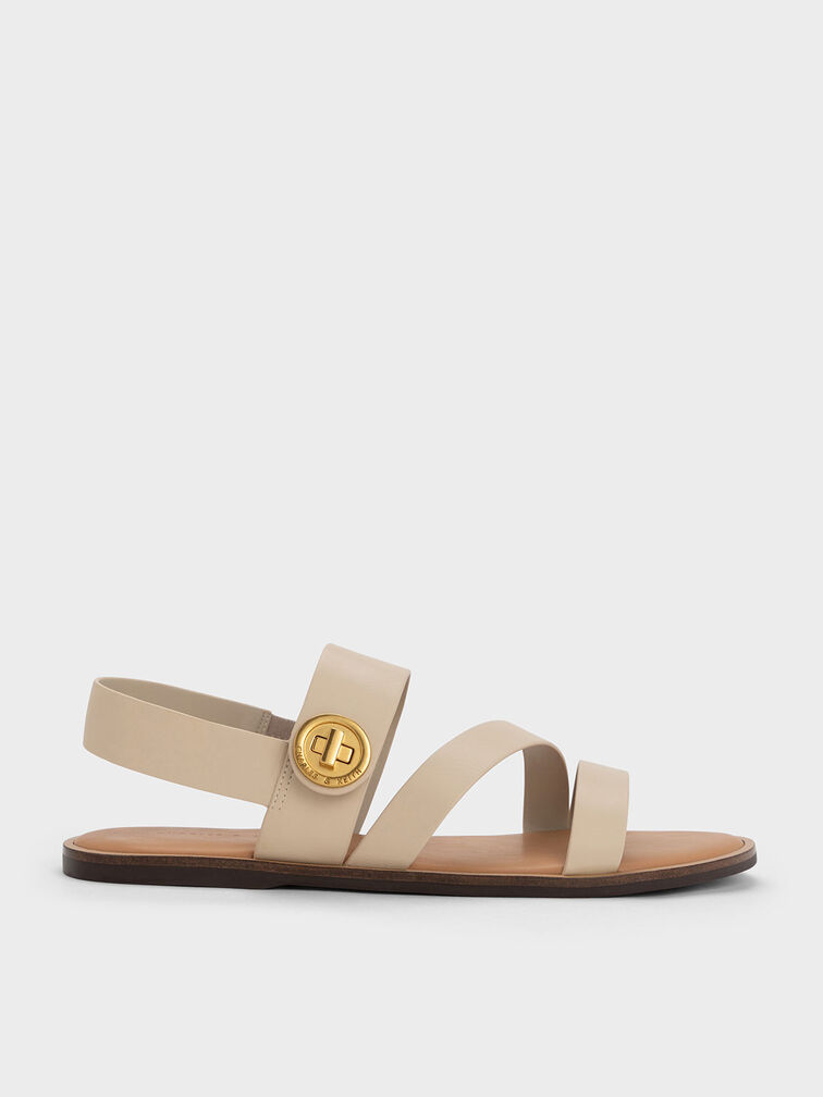 Yara Asymmetric Strappy Sandals, Chalk, hi-res