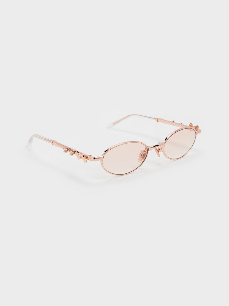 Paige Bow Crystal Sunglasses, Rose Gold, hi-res