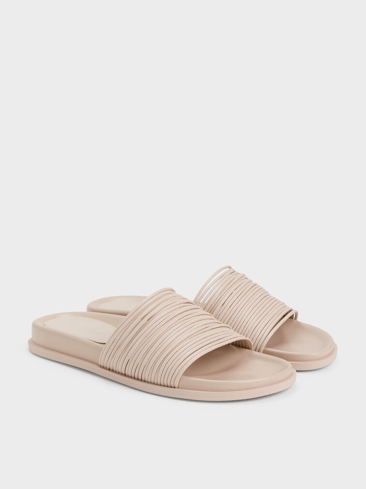 Fianna Strappy Slide Sandals, Beige, hi-res