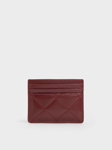 Janie Quilted Card Holder, Burgundy, hi-res