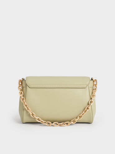 Calla Front Flap Chain-Handle Bag, Sage Green, hi-res