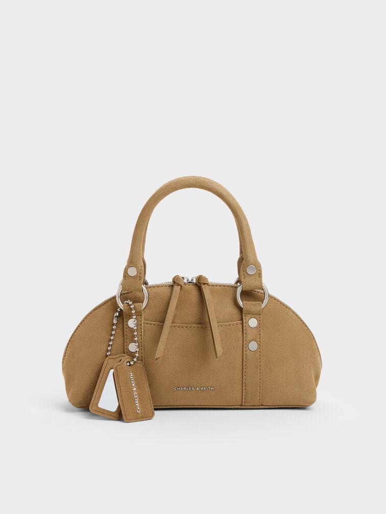 Tatiana Studded Bowling Bag, Sand, hi-res
