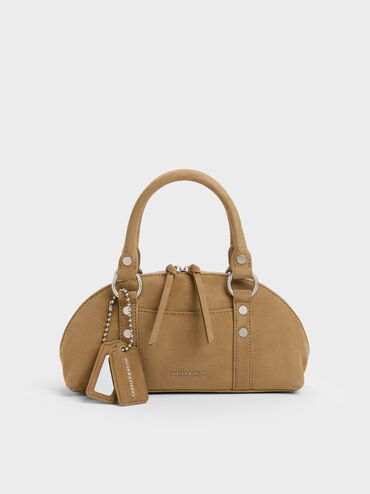 Tatiana Studded Bowling Bag, Sand, hi-res