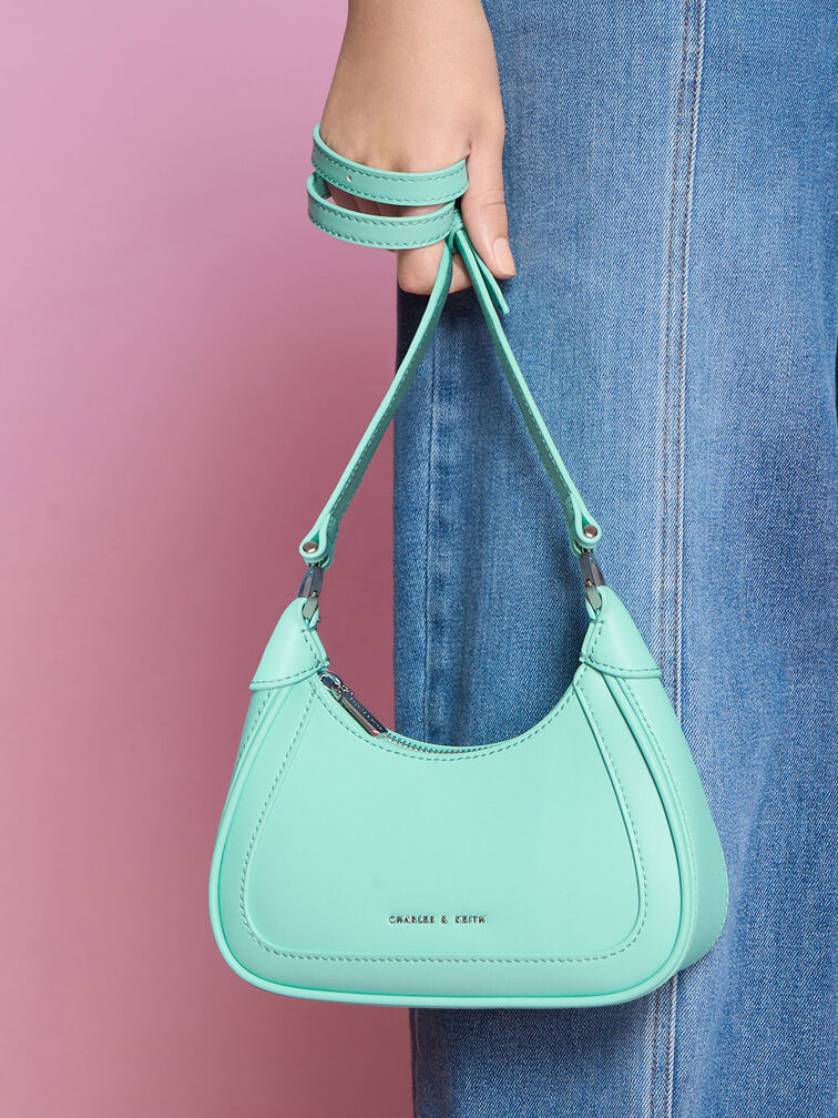Beaded Handle Hobo Bag, Mint Green, hi-res