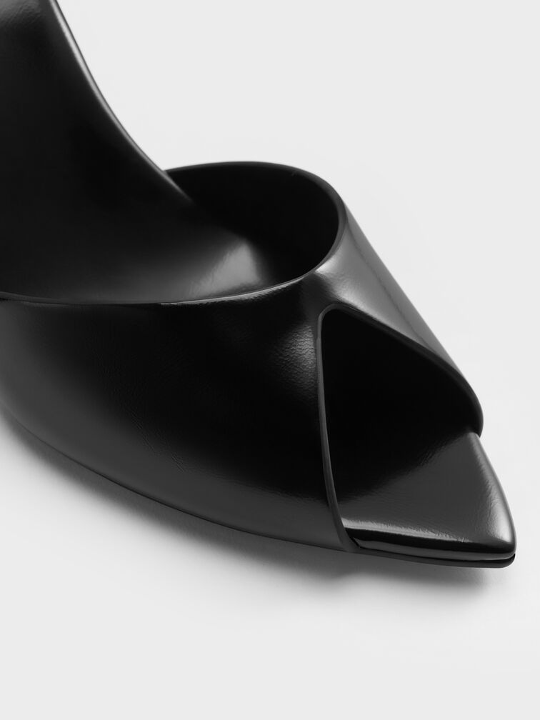 Pointed Peep-Toe Stiletto Sandals, Black Box, hi-res