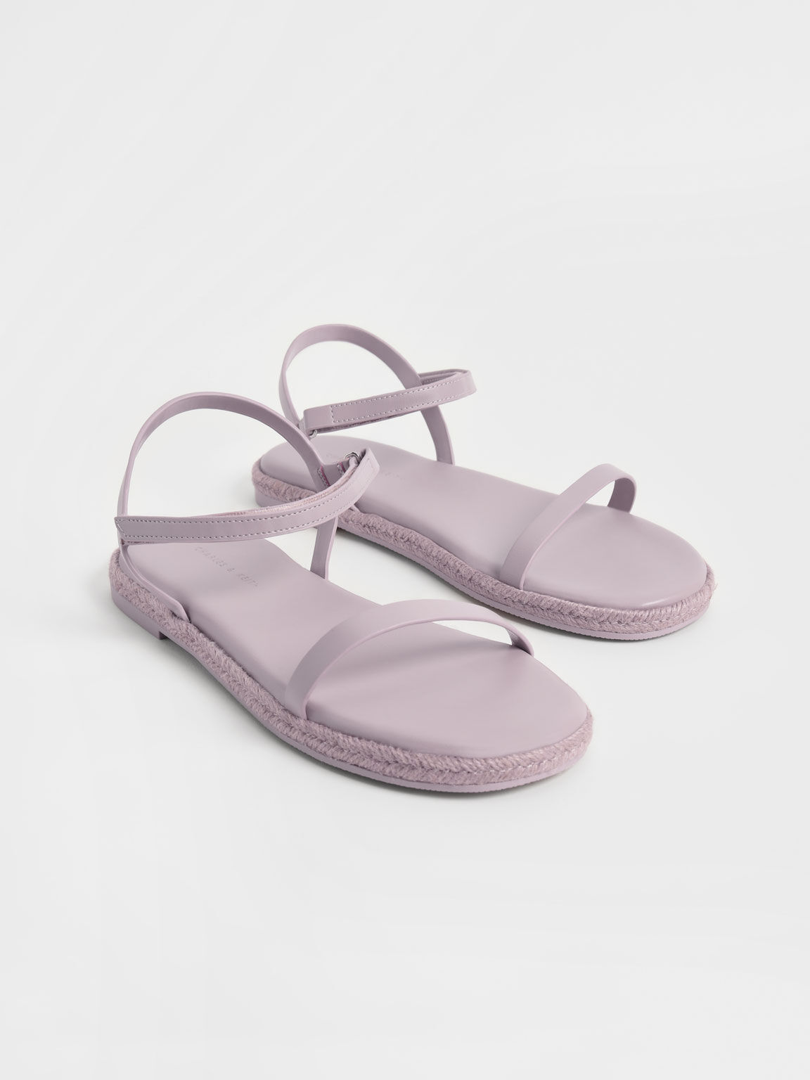 Lilac Ankle Strap Flat Espadrille Sandals CHARLES KEITH IN