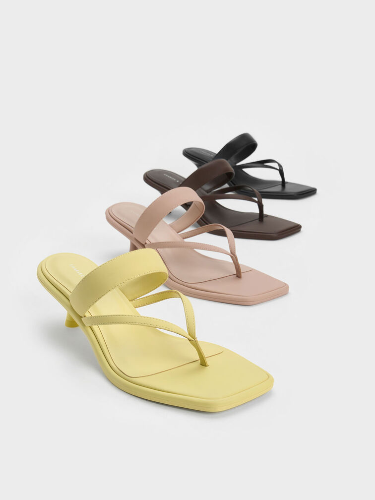 Spool Heel Thong Sandals, Lime, hi-res