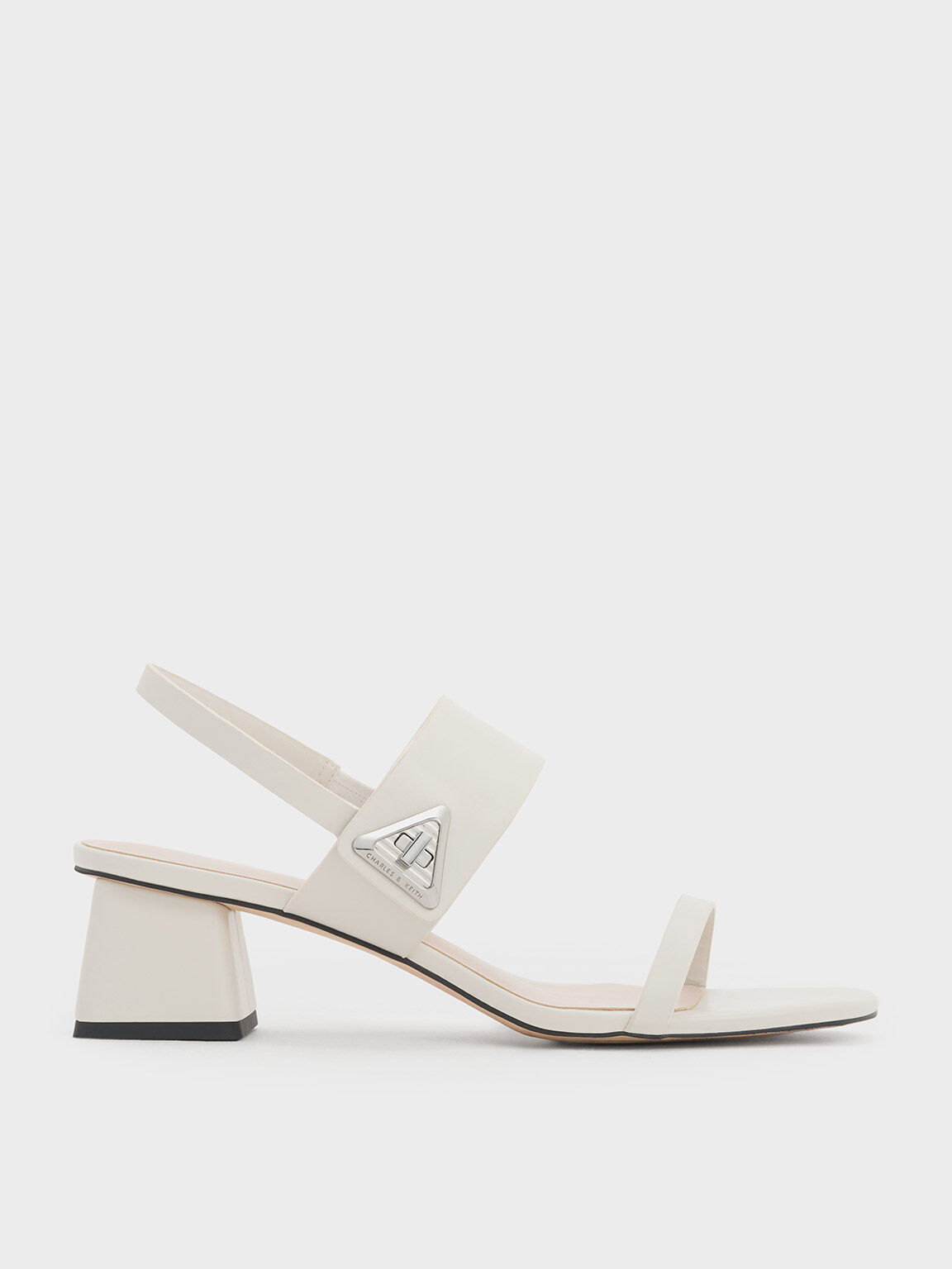 Chalk Trice Metallic Accent Block Heel Sandals CHARLES KEITH IN