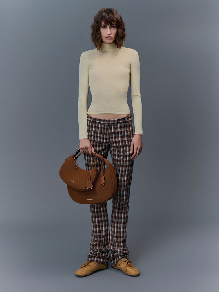 Vega Faux Suede Hobo Bag, Pecan Brown, hi-res