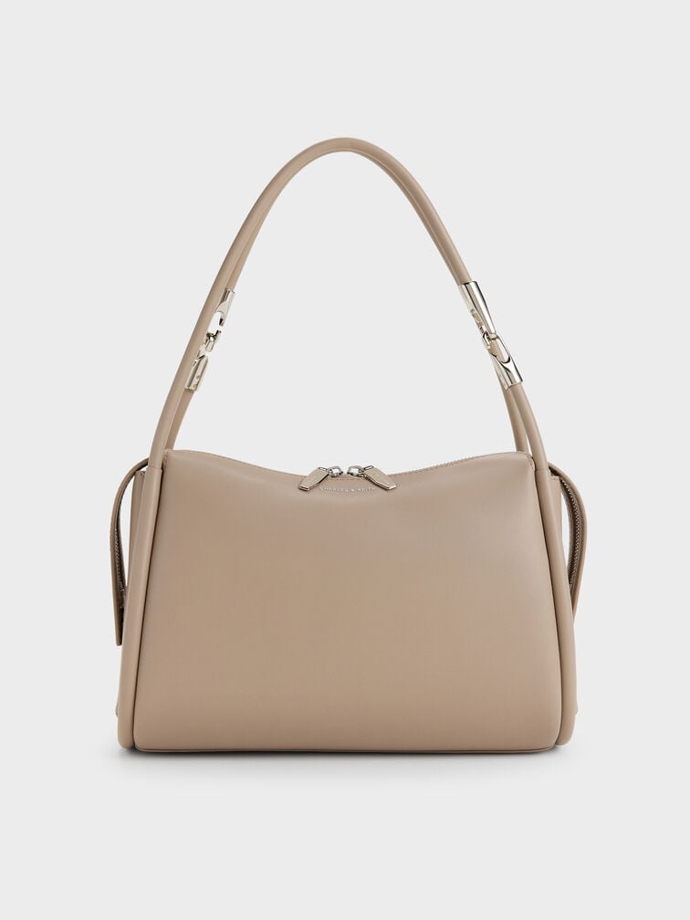 Lyla Tubular Slouchy Shoulder Bag, Taupe, hi-res