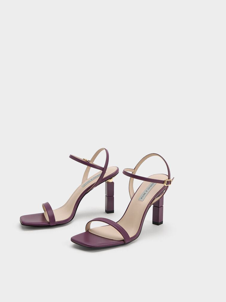 Sculptural Heel Sandals, Purple, hi-res