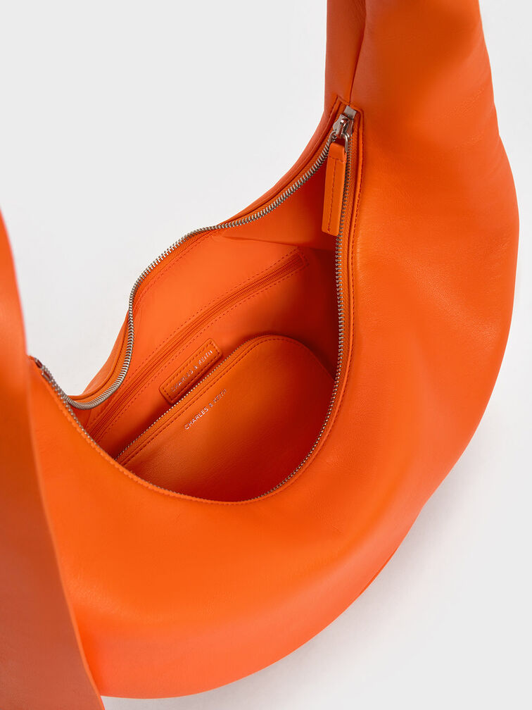 Toni Knotted Crescent Hobo Bag, Orange, hi-res