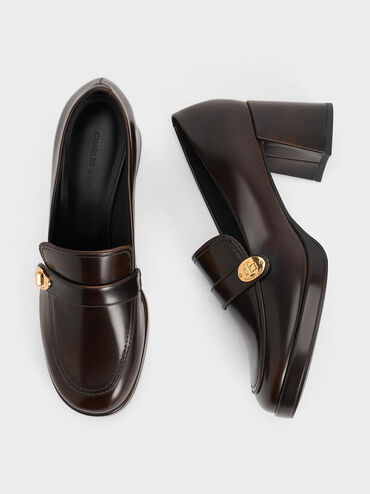 Hettie Metallic Accent Loafer Pumps, Brown, hi-res