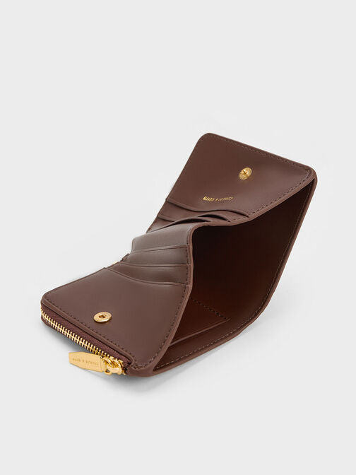 Zip Around Card Holder, Dark Brown, hi-res