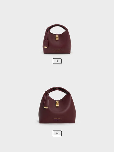 Mini Chance Turn-Lock Bucket Bag, Wineberry Red, hi-res