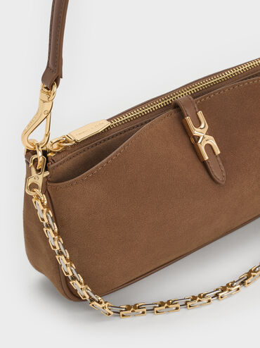 Adalyn Recycled Suede Chain Shoulder Bag, Mocha Brown, hi-res