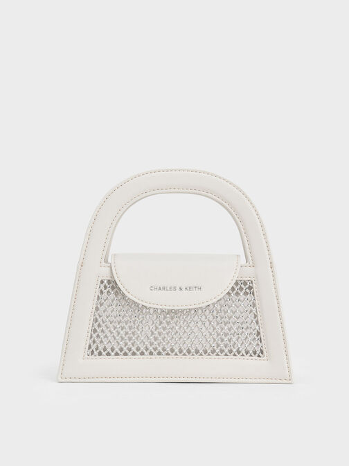 Este Crystal-Embellished Top Handle Bag, White, hi-res