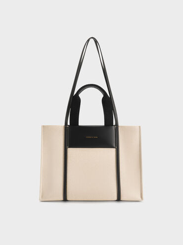 Shalia Canvas Tote Bag, Beige Canvas, hi-res