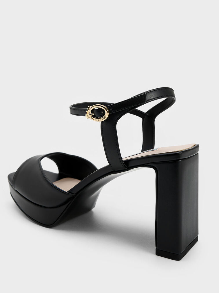 Blade Heel Platform Sandals, Black, hi-res