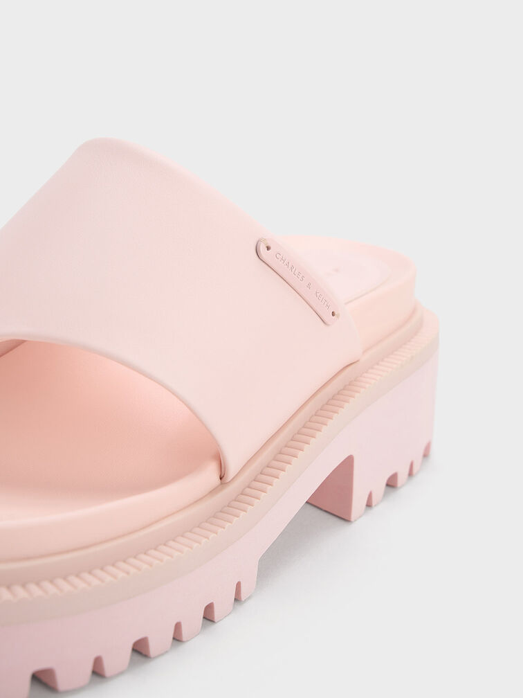 Padded Ridged-Sole Thong Sandals, Light Pink, hi-res