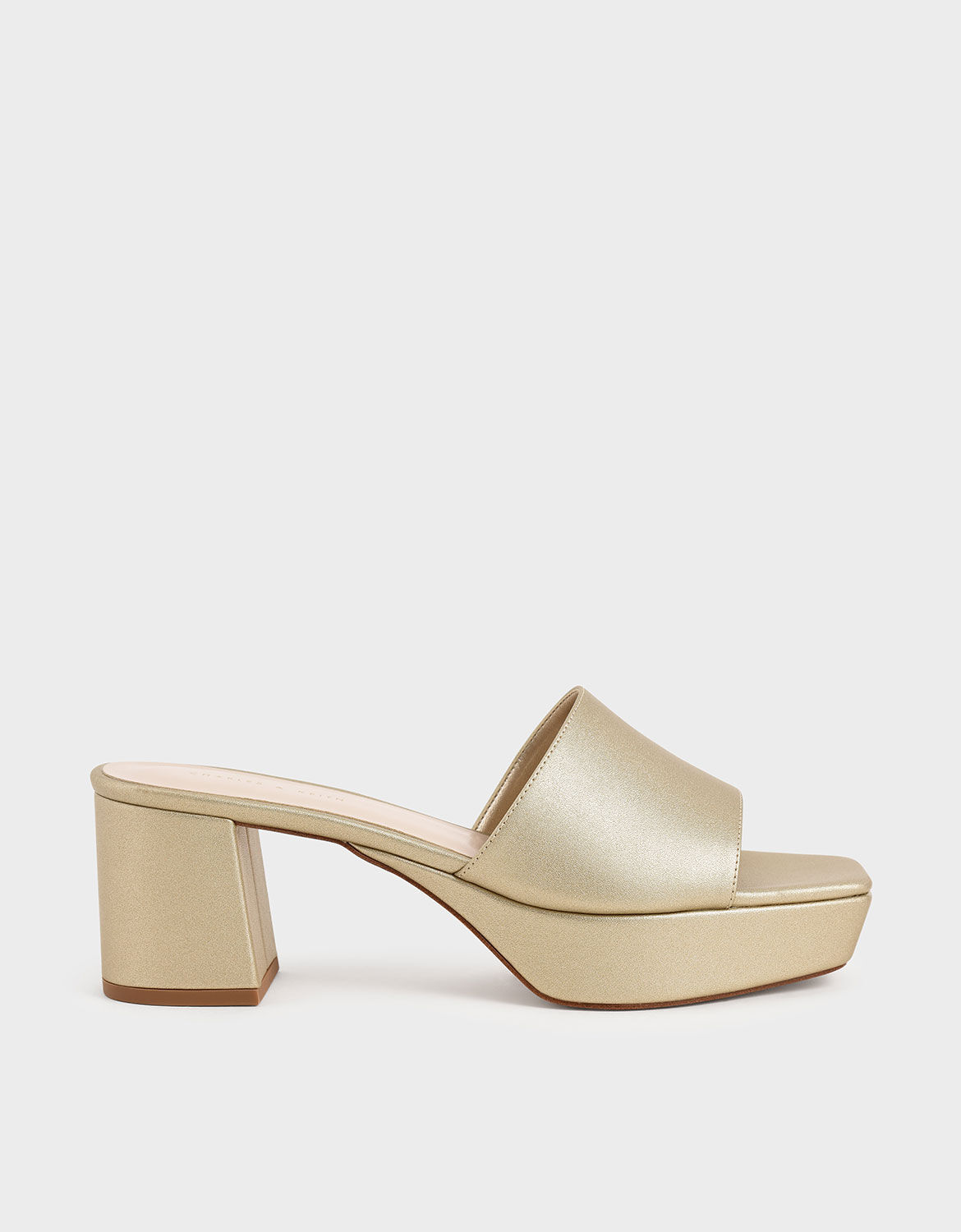 Gold high sales heel mules