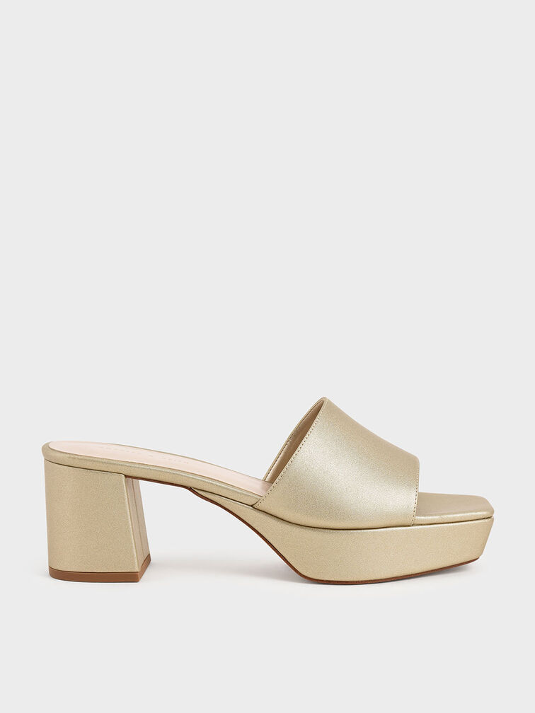 Platform Mules, Gold, hi-res