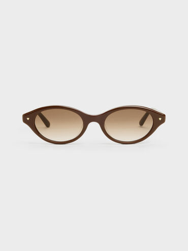 Pecola Oval Sunglasses, Pecan Brown, hi-res