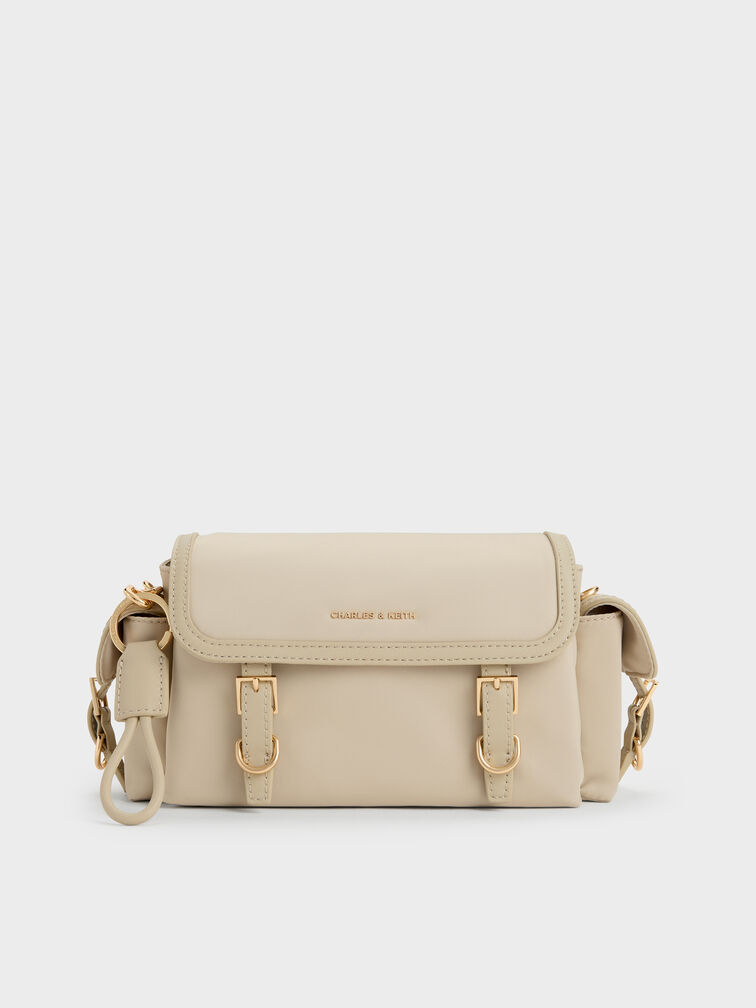 Levy Nylon Buckled Crossbody Bag, Dusted Oat, hi-res