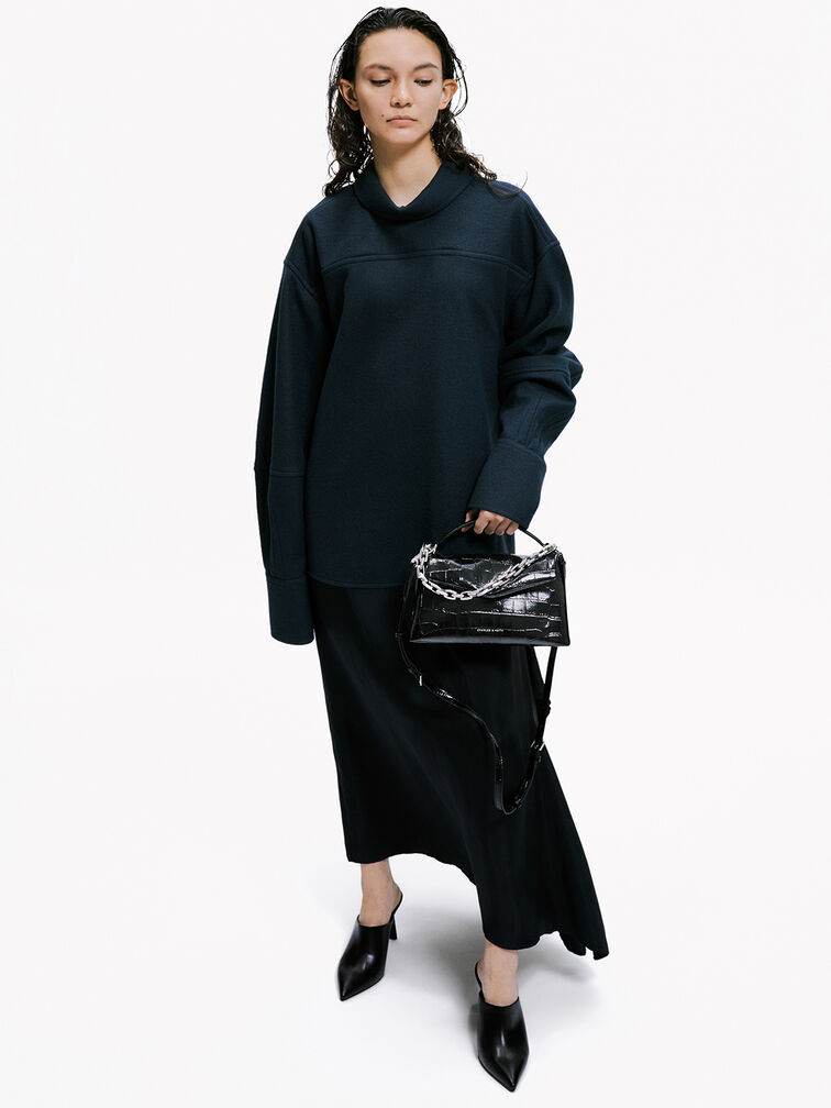 Andromeda Croc-Effect Chunky-Chain Top Handle Bag, Noir, hi-res