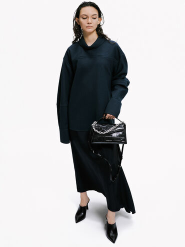 Andromeda Croc-Effect Chunky-Chain Top Handle Bag, Noir, hi-res