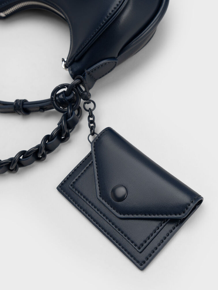 Alouette Curved Shoulder Bag, Navy, hi-res