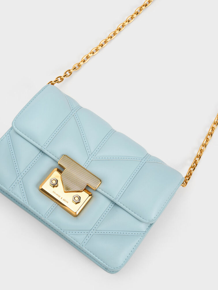 Eudora Chevron Boxy Bag, Blue, hi-res