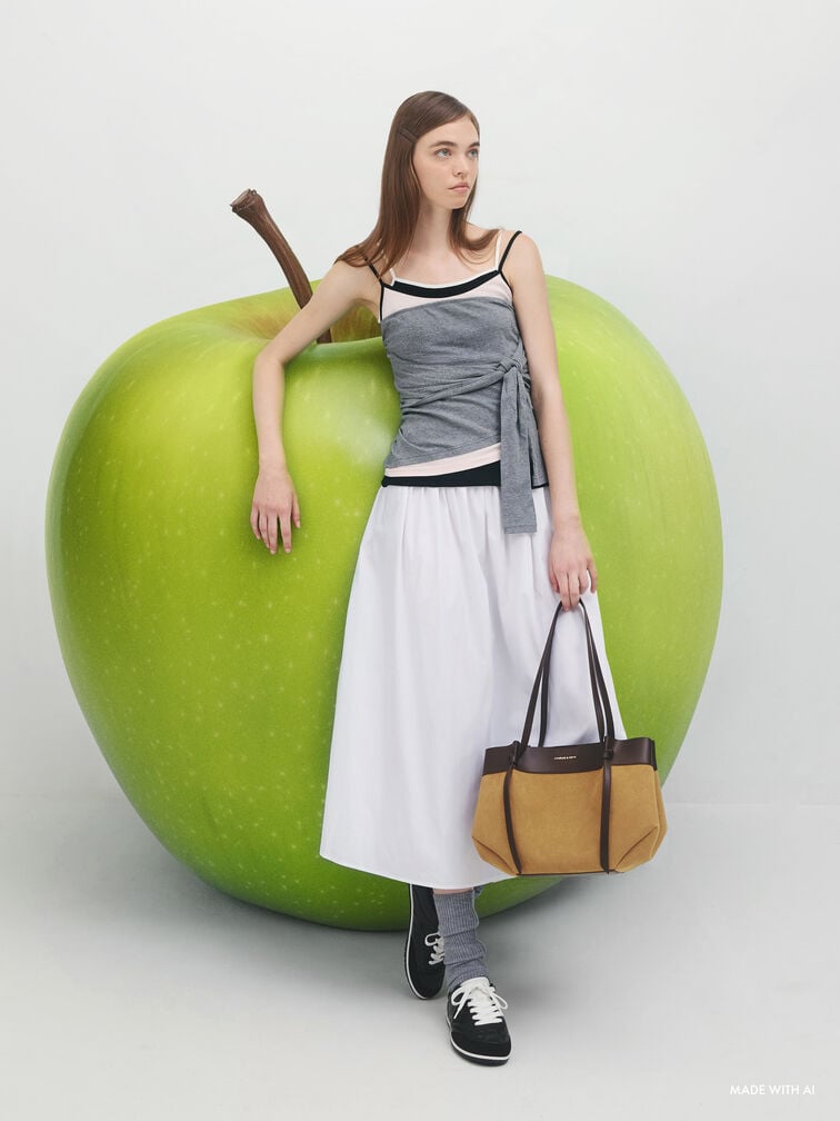 Calla Faux Suede Tote Bag, Sahara Sand, hi-res