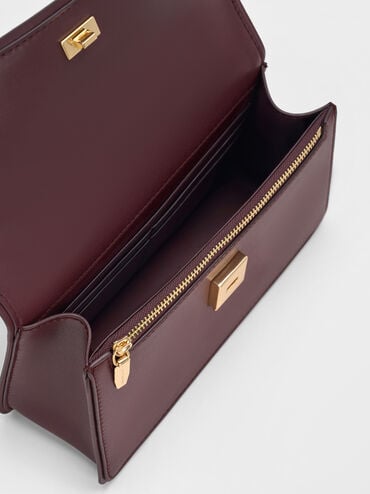 Arlet Belted Top Handle Bag, Wineberry Red, hi-res