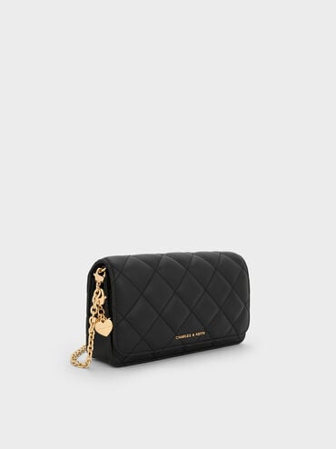 Arrietty Quilted Wallet On Chain, Black, hi-res
