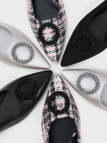 Beaded Circle Flats, Black, hi-res