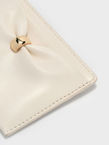 Halsey Ruched Card Holder, Cream, hi-res