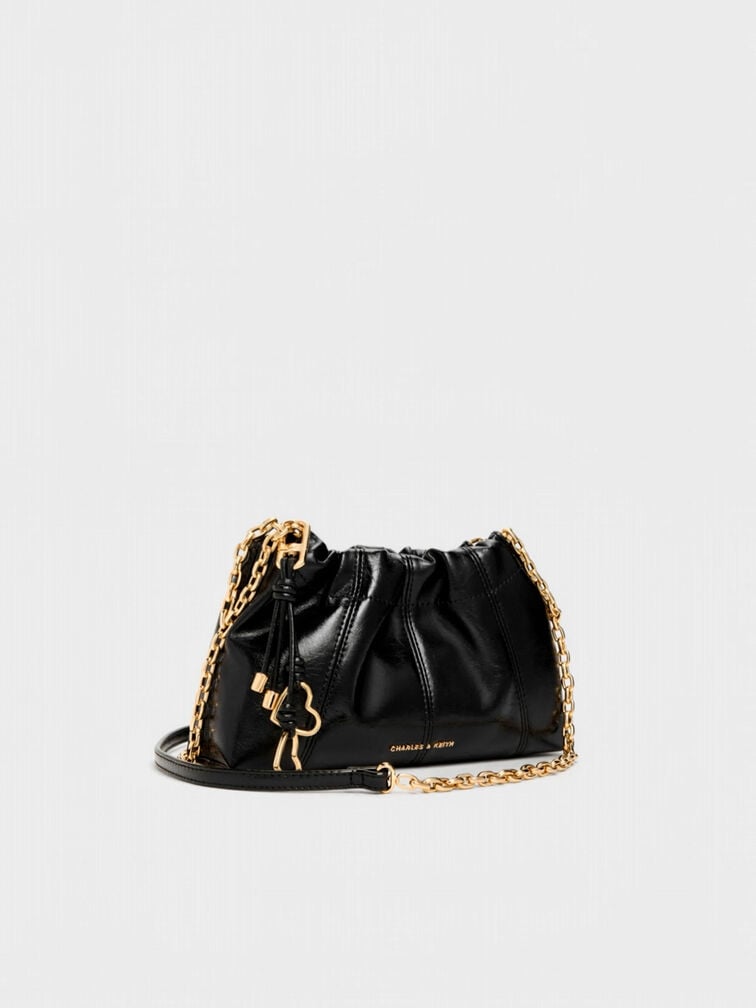 Ciara Ruched Crossbody Bag, Black, hi-res