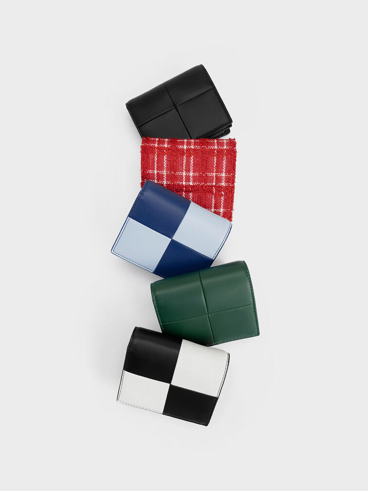 Georgette Checkered Small Wallet, Multi, hi-res