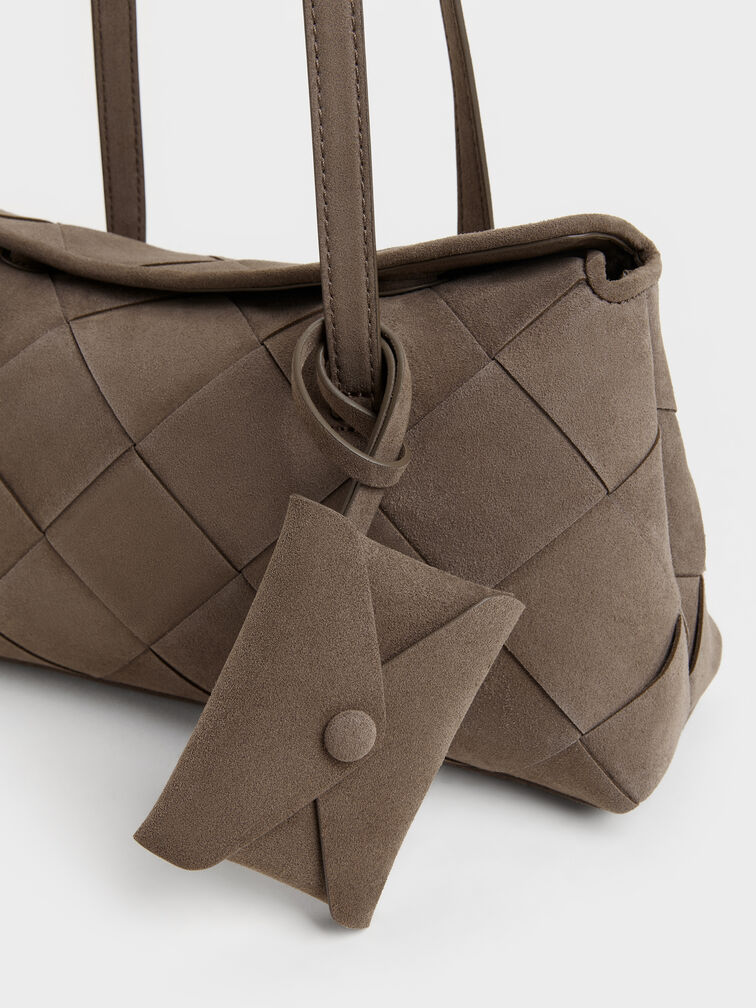 Maribel Woven Trapeze Shoulder Bag, Stone Grey, hi-res
