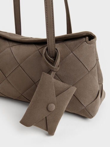 Maribel Woven Trapeze Shoulder Bag, Stone Grey, hi-res