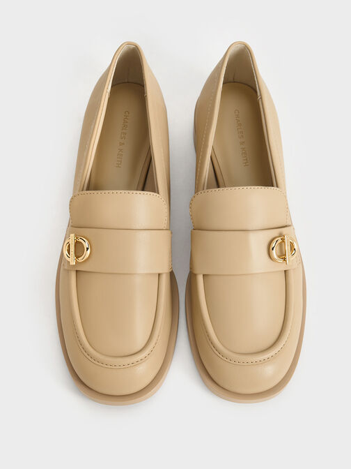 Metallic-Accent Loafers, Beige, hi-res