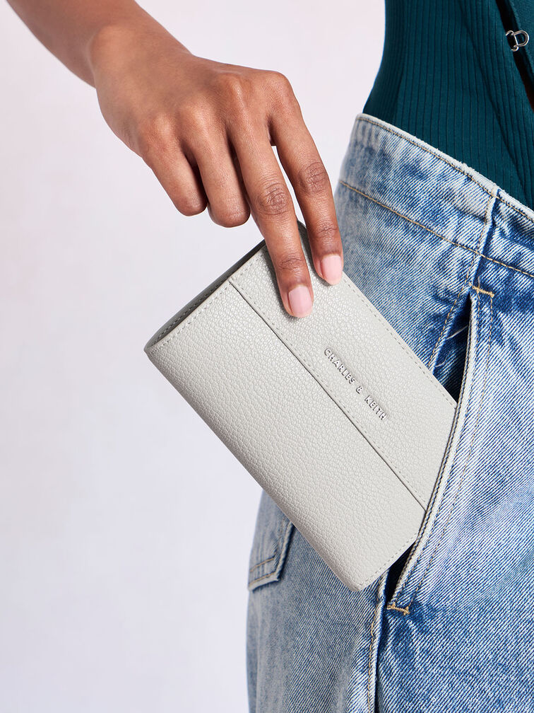Top Zip Short Wallet, Light Grey, hi-res